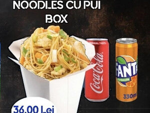 Noodles cu pui Box - 350 gr. cu doza de FANTA/COCA COLA/SPRITE