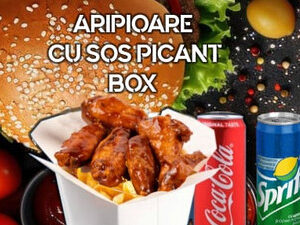 ARIPIOARE CU SOS PICANT Box - 400 gr. cu doza de FANTA/COCA COLA/SPRITE