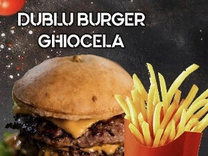DUBLU BURGER GHIOCELA cu cartofi prajiti 450 gr.